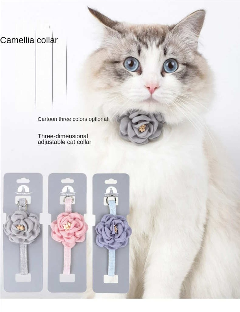 Simulation Camellia Solid Color Pet Collar Cat Accessories Cat Cotton Collar