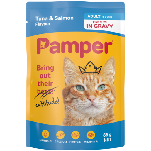 PAMPER FINE CUTS TUNA+SALMON 85 GR
