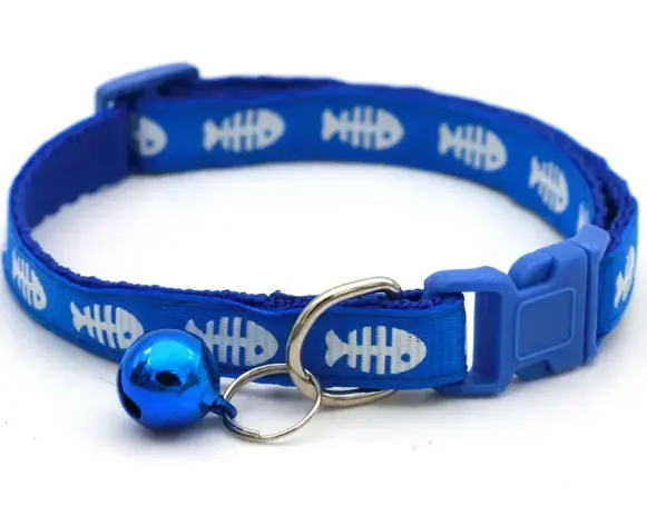 NYLON CAT COLLAR with FISH PATTERN