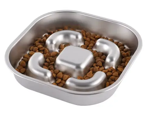 SS Square Slow Feeder Bowl Size 23CM