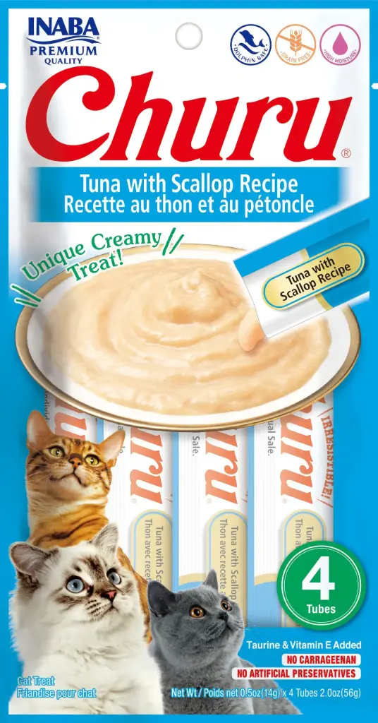 INABA CAT CHURU 4P (TUNA WITH SCALLOP)