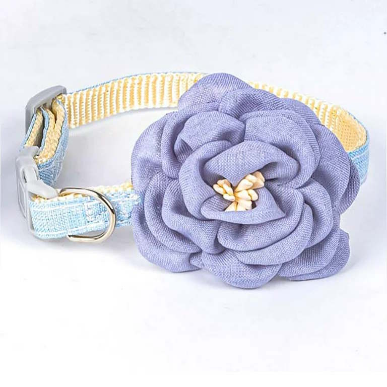 30*1cm Simulation Camellia Solid Color Pet Collar Cat Accessories Cat Cotton Collar