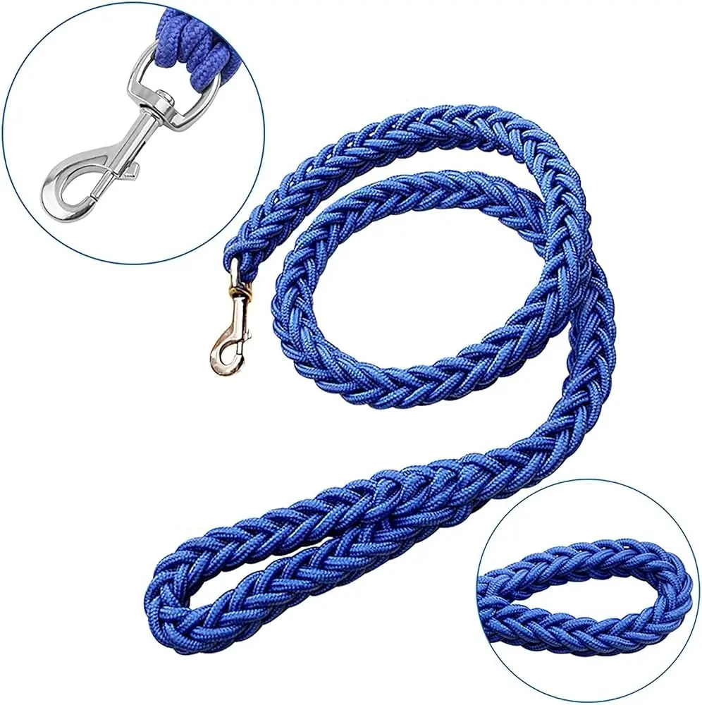 HEAVY DUTY EIGHT STRAND BRAIDED DOG LEASH 2.5CM WIDTH (BLUE)