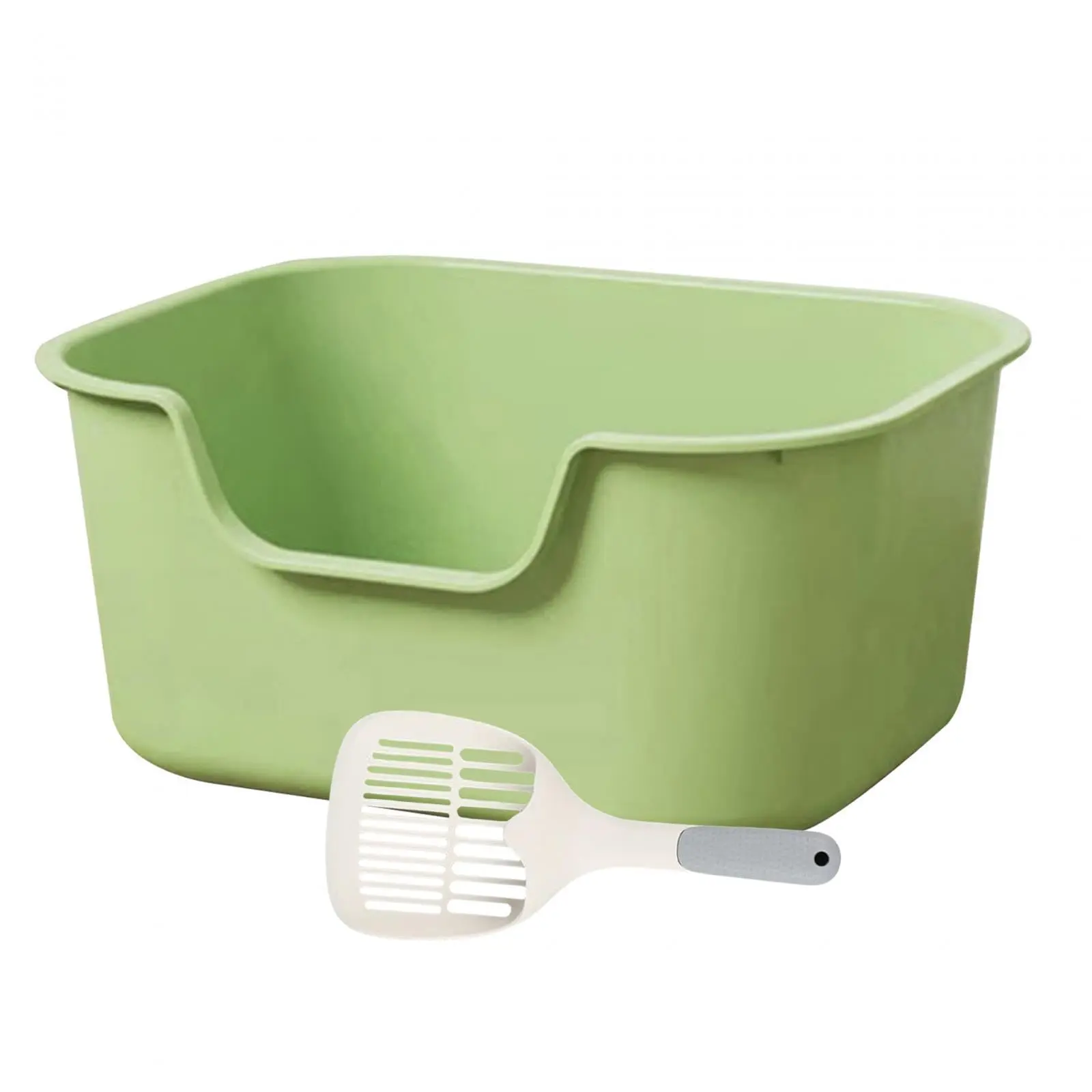SEMI CLOSED CAT LITTER BOX WITH SCOOP (LIGHT GREEN)